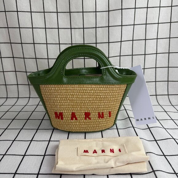NWT MARNI Tropicalia small Tote bag in green - Picture 1 of 8